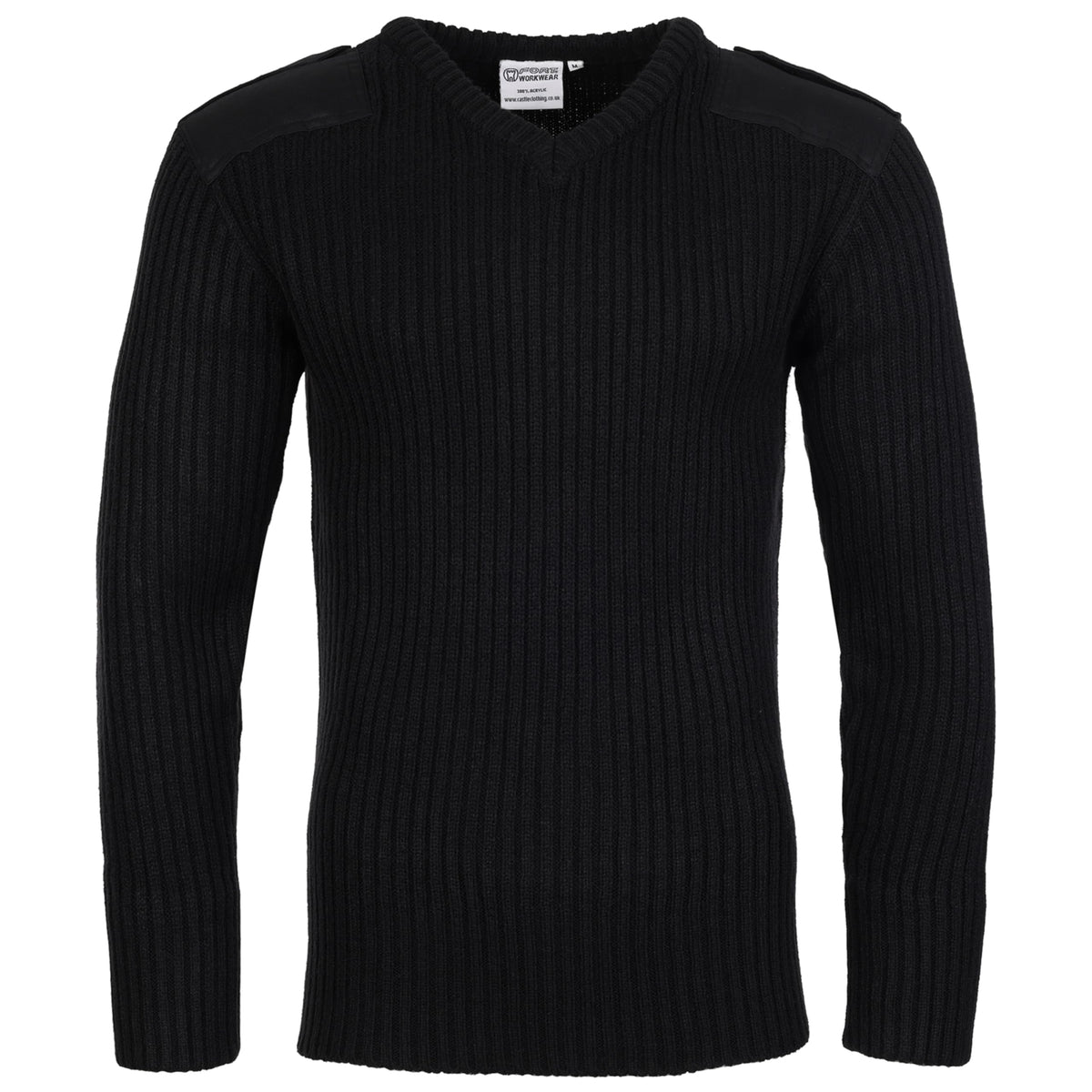 Fort Men's 120v V-Neck Combat Jumper, Black, L