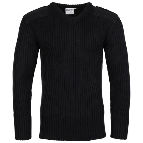 Fort Men's 120v V-Neck Combat Jumper, Black, L