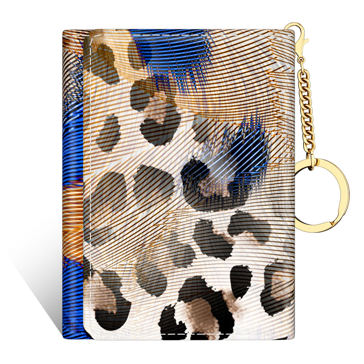 Rouidr Womens Wallet, Small Slim RFID Card Wallets for Women, Trifold Leather Clutch Card Wallet Organizer, Cute Front Pocket Purse with 7 Card Slots & ID Window & Keychain ?Abstract Leopard?