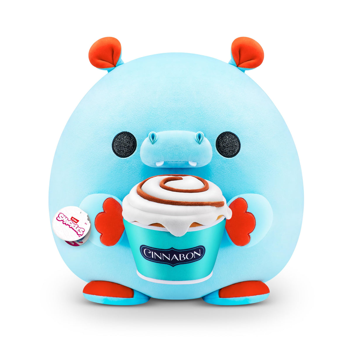 Snackles (Cinnabon) Hippo Super Sized 14 inch Plush by ZURU, Ultra Soft Plush, Collectible Plush with Real Licensed Brands, Stuffed Animal