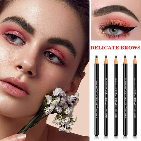 5P Waterproof Eyebrow Pencil,Pull Cord Peel-off Brow Pencil Microblading Eyebrow Pen Supplies Set Brow Pen Eyebrow Tattoo Makeup for Marking,Filling and Outlining,with Eyebrow Trimming Tool(Black)