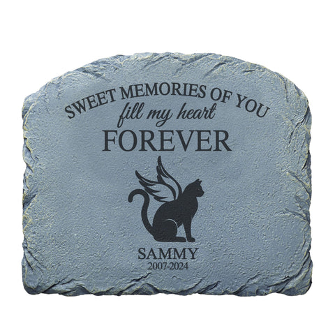 Let's Make Memories Personalized Forever Friend Pet Memorial Stone - Cat - Sympathy Garden Marker