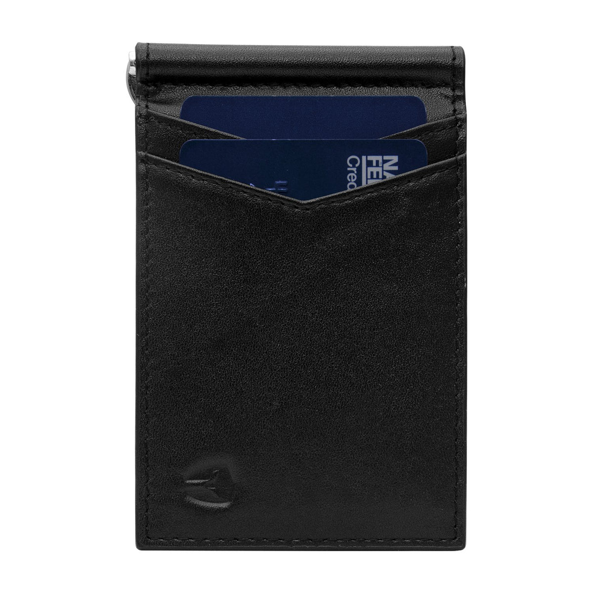 Bryker Hyde RFID Blocking Slim Minimalist ID Inside Front Pocket Wallet, Money Clip, 9 Slots, Leather (Smooth Black)