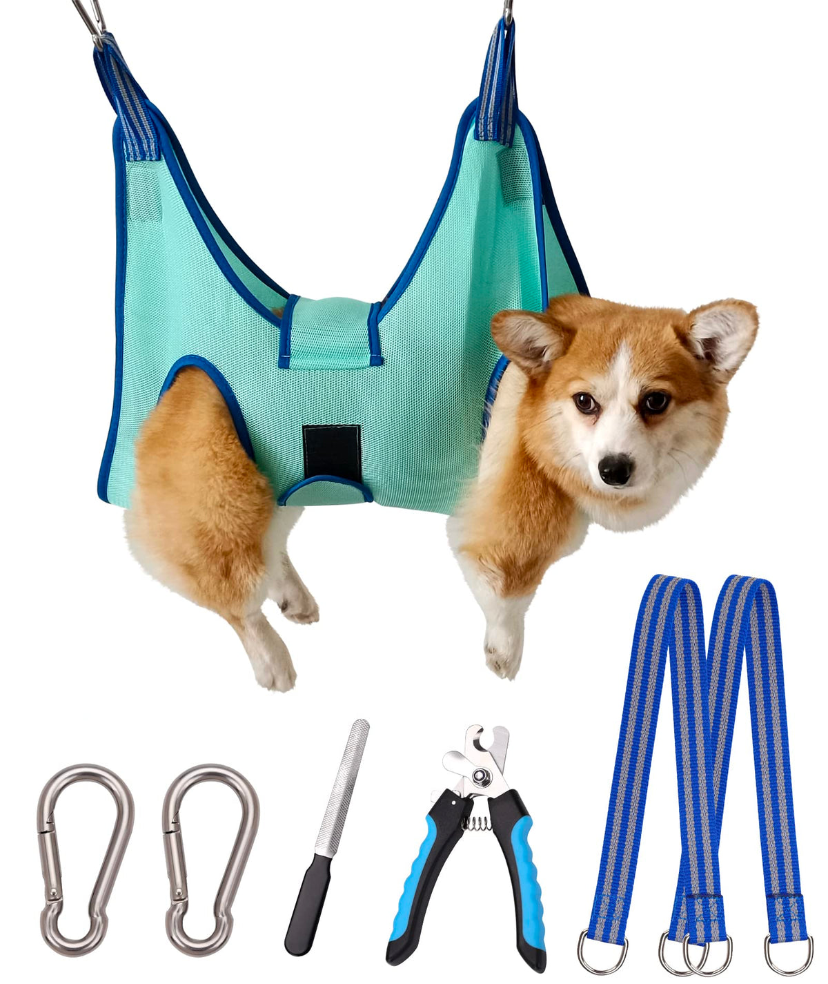 Kkiimatt 2027 New Edition Dog Grooming Hammock,Pet Grooming Hammock Harness,Dog Nail Trimming Hammock with Nail Clippers/File, Dog Grooming Sling with Wide Strap Sewed
