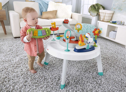 Fisher-Price Baby to Toddler Toy 2-In-1 Sit-To-Stand Activity Center with Music Lights and Spiral Ramp, Spin ÃƒÂ¢Ã¢â€šÂ¬Ã‹Å“N Play Safari
