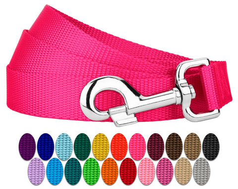 Country Brook Petz 1 Inch Nylon Durable Traditional Style Dog Leash with Easy to Use Snap for Small, Medium, Large Breeds - 25+ Colors (Hot Pink, 6 Foot)