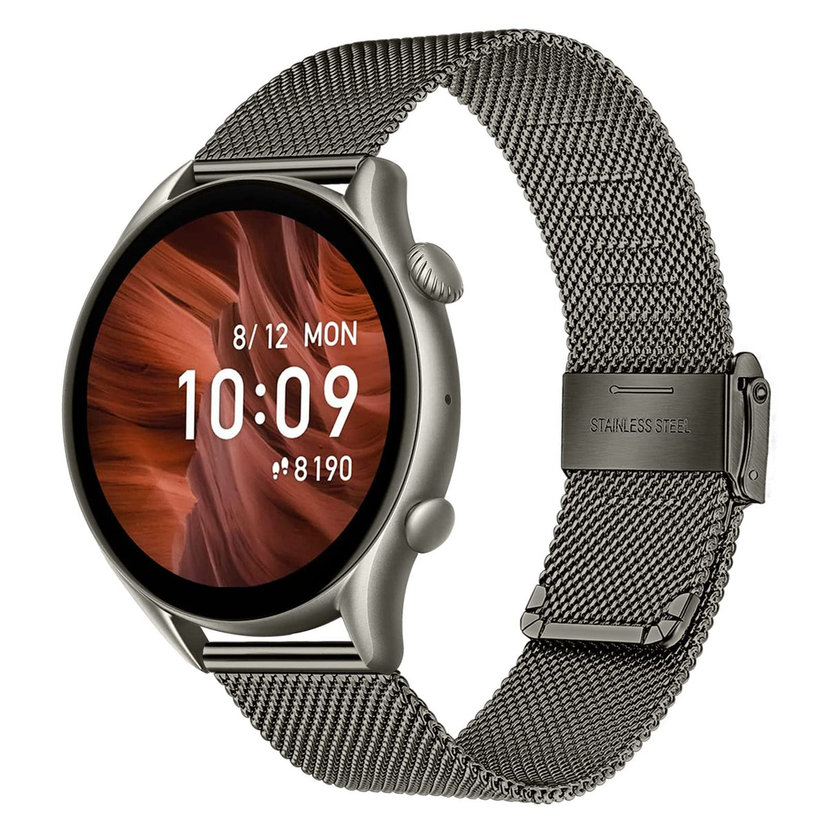 TRUMiRR Compatible with Amazfit Bip 5/Amazfit Balance/Amazfit GTR 4/Amazfit GTR 3/Amazfit GTR 3 Pro Metal Bracelet, 22 mm Mesh Woven Stainless Steel Watch Strap Bracelet for Amazfit Bip 5/Amazfit