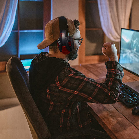 SOLUSTRE Luminous Gaming Headset Abs Earphone Red Ear Pads