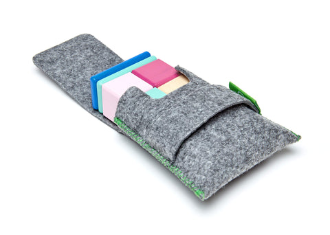 8 Piece Tegu Pocket Pouch Magnetic Wooden Block Set, Blossom