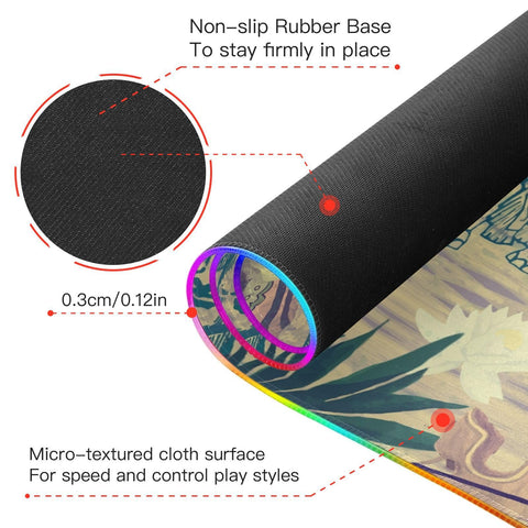 Elephant Pineapple Vintage Wireless Charging Mouse Pad for Mobile Phone Extra Large Gaming Mousepad with 13 Lighting Modes Mouse Mat for Gaming MacBook PC Laptop Desk Office Home