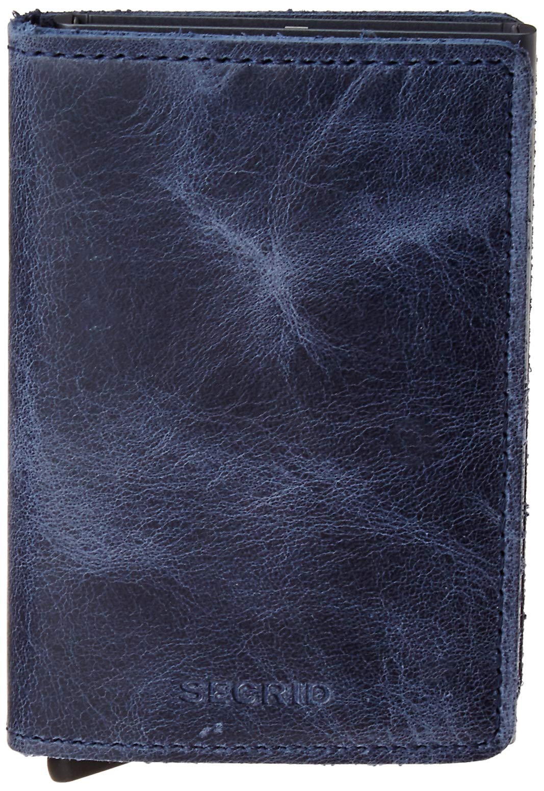 SECRID - Slim Wallet Genuine Vintage Leather RFID Safe Card Case for max 12 Cards (Blue)