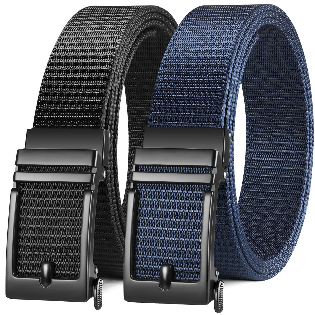 Zitahli Golf Belt 2 Pack, Mens Belt for Jeans, Ratchet Belts for men 1 3/8" Adjustable Duty Belt Nylon Web Belt with Automatic Buckle