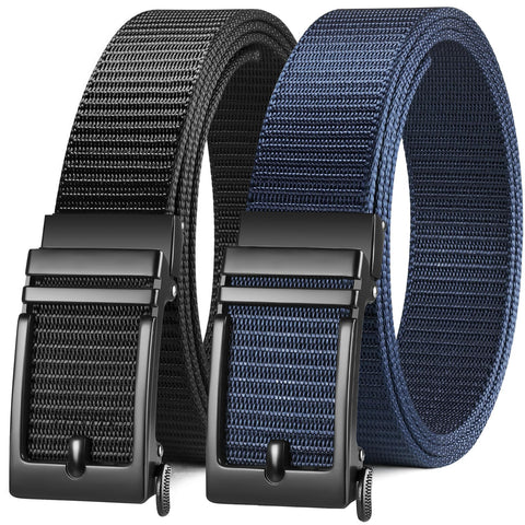 Zitahli Golf Belt 2 Pack, Mens Belt for Jeans, Ratchet Belts for men 1 3/8" Adjustable Duty Belt Nylon Web Belt with Automatic Buckle