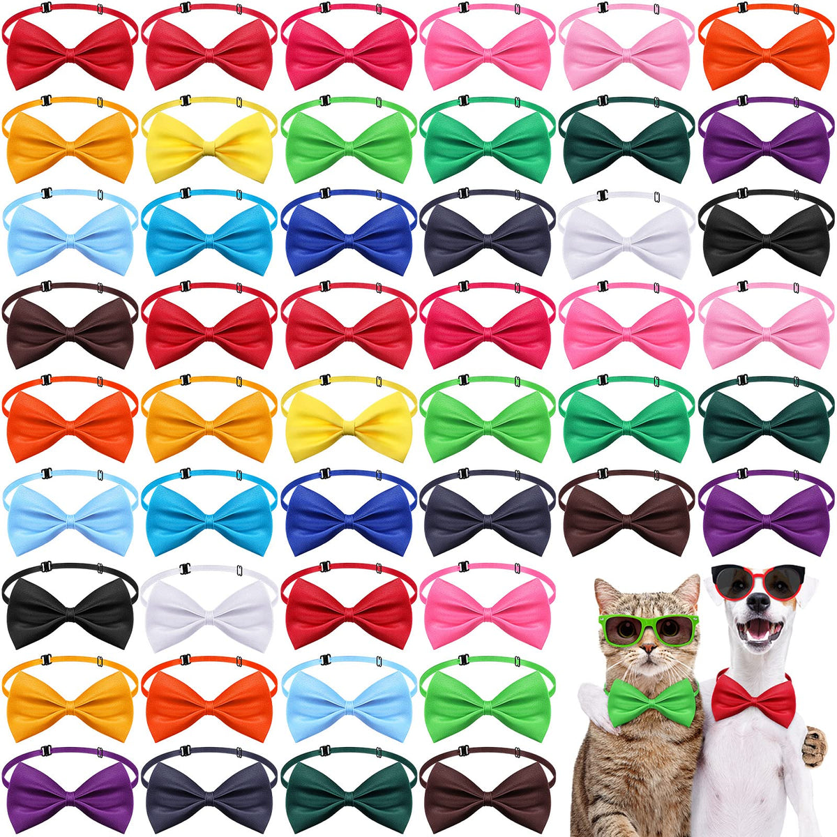 100 Pieces Dog Bow Ties for Dogs with Adjustable Collar 19 Colors Puppy Cat Dog Neck Tie Collars Pet Grooming Accessories for Little Medium Girl Boy Pet Holiday Festival Wedding Birthday Gift Party