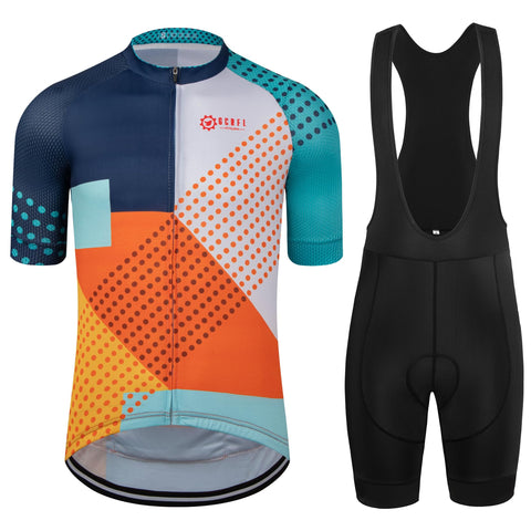 Men's Cycling Jersey Sets Road Bike Shorts Sleeves Jersey + Bib Shorts with 4D Padded, Cycling Clothing Set for Men - blue - Medium