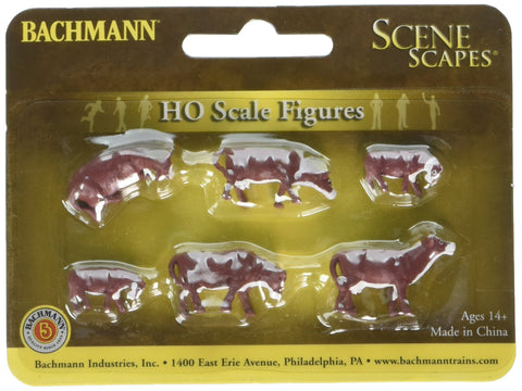 Bachmann Trains - FIGURES - COWS - BROWN & WHITE (6pcs/pk) - HO Scale