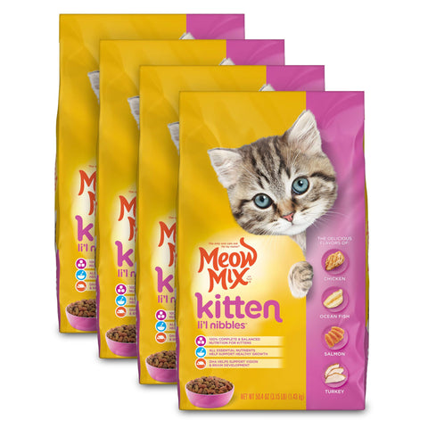 Meow Mix Kitten Li'L Nibbles Dry Cat Food, 3.15 Pound Bag (Pack of 4)