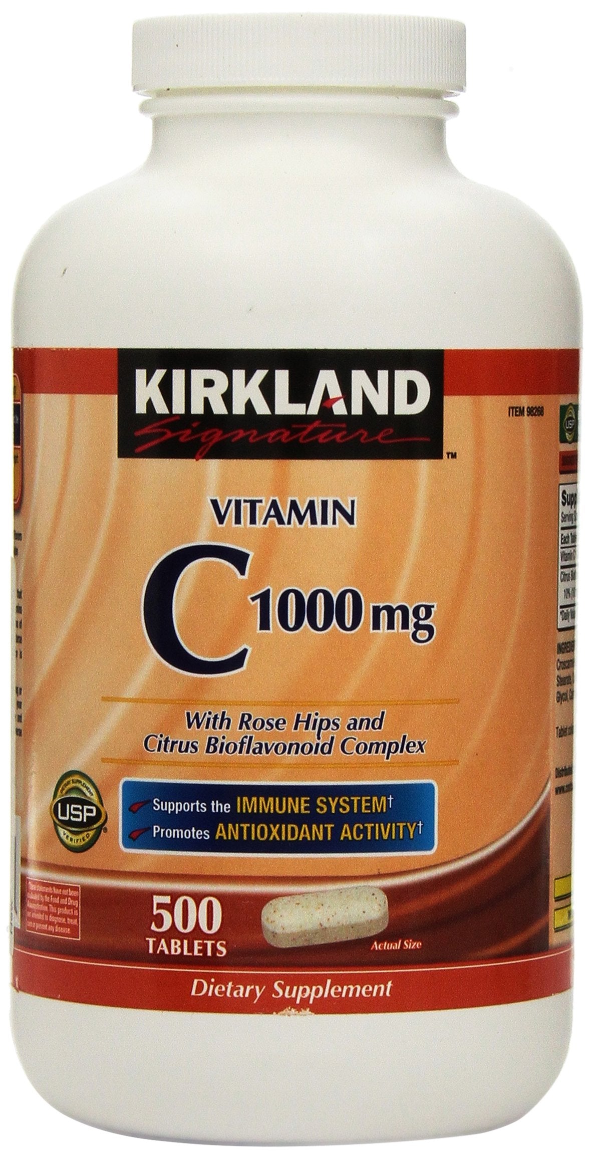 Kirkland Vitamin C with Rose Hips and Citrus Bioflavonoid Complex (1000 mg), 500-Count Tablets ( Package may vary)