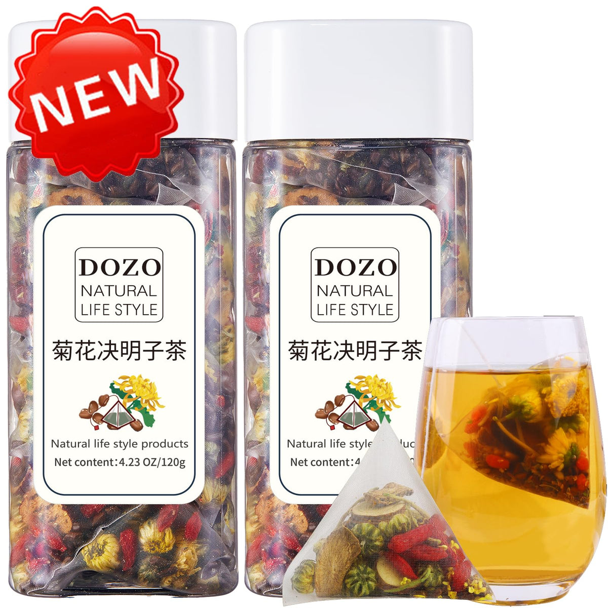 DOZO Chrysanthemum Cassia Seeds Tea Bags(240g, 30Bags) Goji Berries Red Jujube Combination Herbal Tea??????8.46oz(Pack of 30)