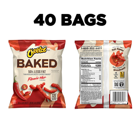 Baked, Cheetos Crunchy Flamin' Hot, 0.875 Ounce (Pack of 40)
