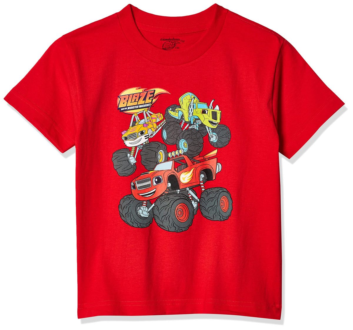 Blaze and the Monster Machines Boys' Toddler, Stripes, Pickle S/S Tshirt, red, 2T