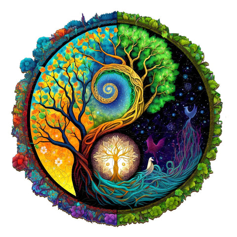 KAAYEE Wooden Jigsaw Puzzles-Wooden Puzzle Adult Unique Shape Advanced Yinyang Wooden Jigsaw Puzzle for Adult, Challenging Unique Shaped Jigsaw Puzzle 11.8 * 11.8in 200pcs