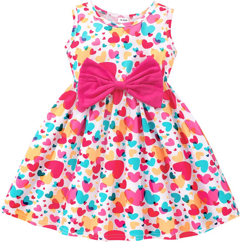 Little Girls Valentine's Day A-Line Dress Kids Bowknot Love Heart Casual Outfits for Party Toddler Girl Sleeveless Summer Dresses 2-7T-1507-manyheart-2T