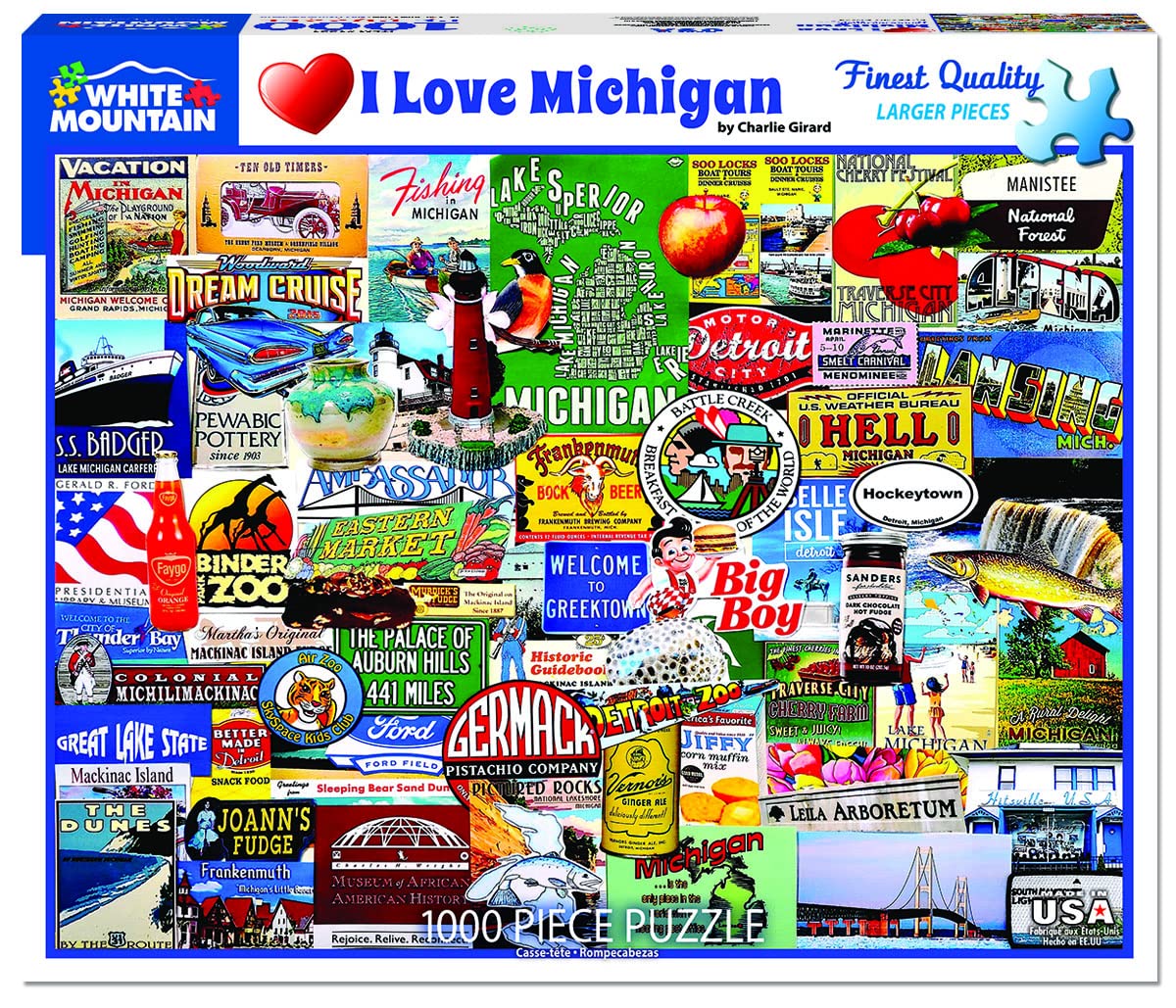 White Mountain Puzzles I Love Michigan - 1000 Piece Jigsaw Puzzle
