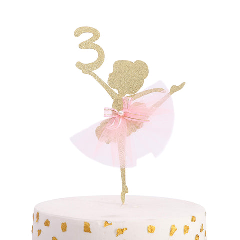 Ballet Cake Topper 1 to 5 Years Old - Ballerina, Birthday Cake Topper, Ballet Birthday Party, Dancing Princess Birthday Party, Birthday Party Cake Decoration, Studio Photo Props,. (Ballerina 3)