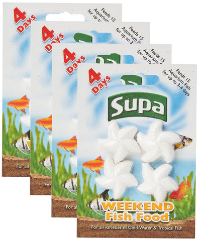 Supa Aquarium Weekend Fish Food, 4 Days, Pack of 4, Easy To Use, Slow Releasing Food Block For Feeding Cold Water & Tropical Aquarium Fish