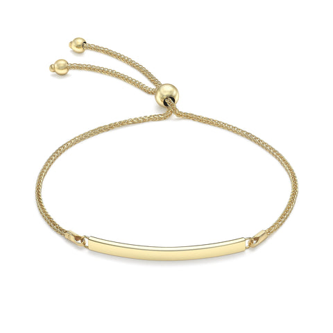 Carissima Gold Women 9 ct (375) Yellow Gold Spiga Chain Adjustable Slider ID Bracelet 24 cm/9.5 Inch