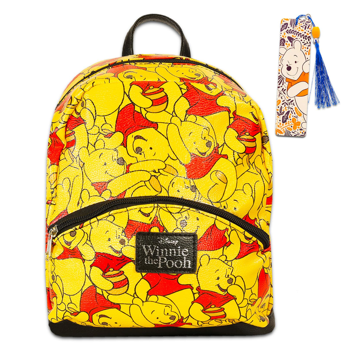 Winnie The Pooh Mini Backpack for Women - Mini Backpack for Girls Winnie The Pooh Bundle Includes Disney Vegan Leather Backpack Winnie The Pooh Plus Bookmark | Winnie The Pooh Backpacks for Women