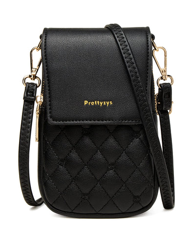 Ecohaso Women Crossbody Phone Bag, Soft PU Leather Ladies Small Shoulder Bag Handbags Mobile Phone Purse Wallet with Adjustable Strap Card Slots (Black)