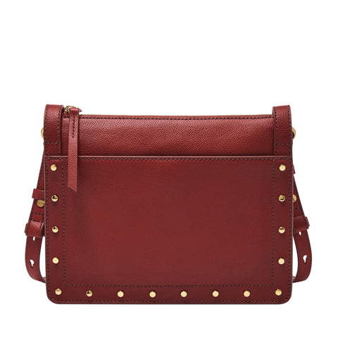 Fossil Taryn Crossbody, Scarlet W/Stud Trim