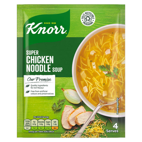 Knorr Super Chicken Noodle Soup Mix packet soup free from artificial colours and preservatives quick and easy 12x 51 g (48 servings)