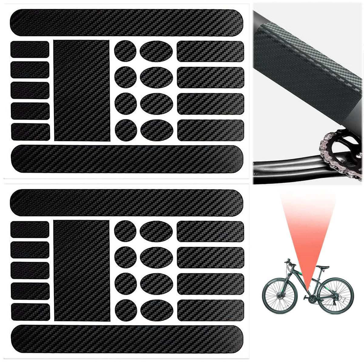 NUDFSY Bike Stickers for Frame, 2 Pcs Bike Stickers, Bicycle Frame Protection Film for Mountain Road Bike Folding Frame Front Fork Bikes Decal Sticker(Carbon Fiber Color)