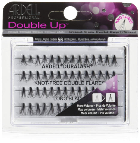 Ardell Double Up Individuals Knot-Free Long Black False Lashes, Double Flares