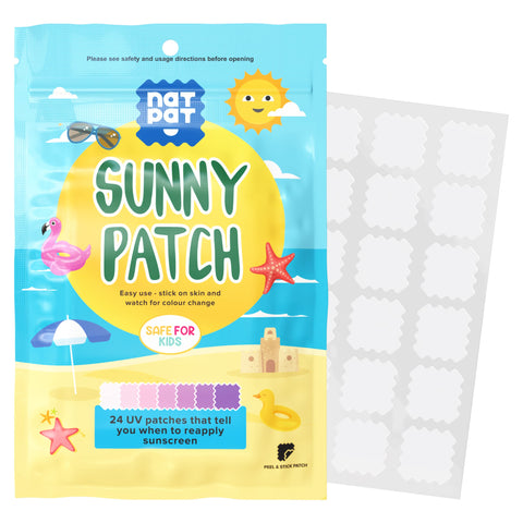 NATPAT Sunny Patch UV Detection Stickers for Preventing Sunburn for Kids and Adults (24 Pack) - BUZZPATCH - All-Natural Waterproof Patches, Changes Color When Time To Reapply Your SunScreen