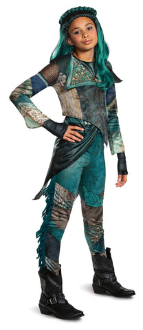 Disguise Disney Uma Descendants 3 Deluxe Girls' Costume,Teal, Small (Ize/4-6X)