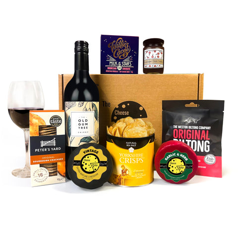 Luxury Cheese and Wine Gift Set | With Crackers, Crisps, Chocolate, Chutney and Biltong