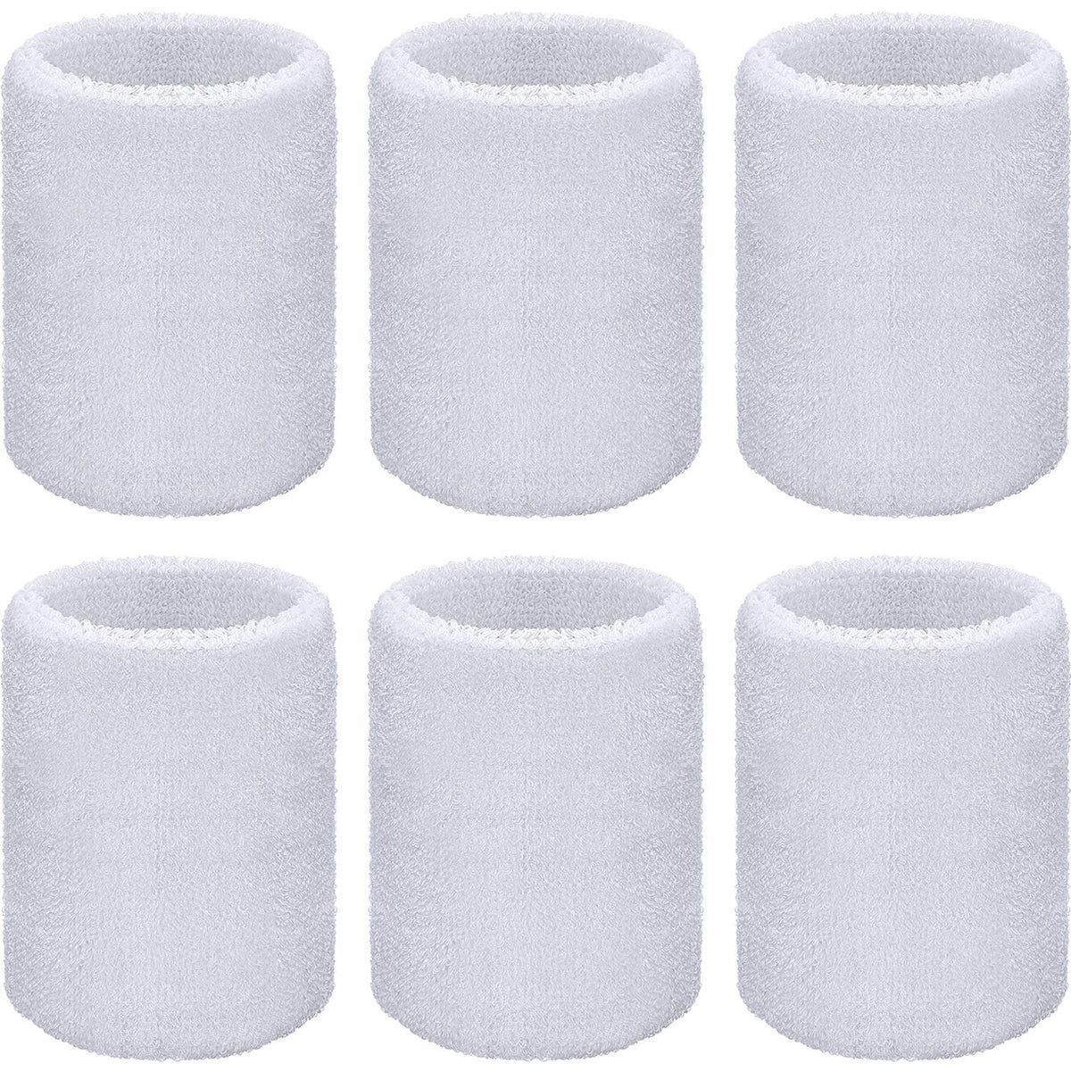 WILLBOND Wrist Sweatbands Sports for Football, Basketball, Running Athletic, White, 6 Piece