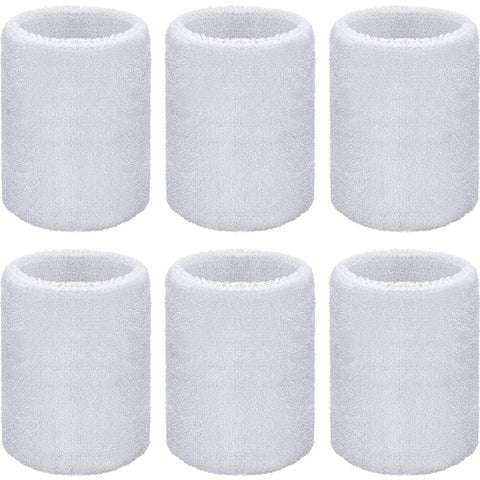 WILLBOND Wrist Sweatbands Sports for Football, Basketball, Running Athletic, White, 6 Piece