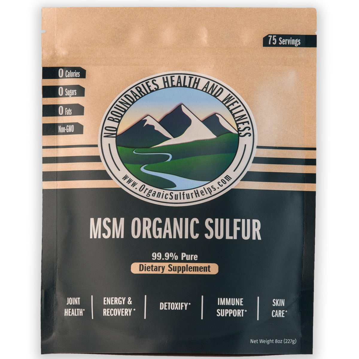 MSM Organic Sulfur Crystals by No Boundaries Health and Wellness - All-Natural, Premium Health Supplement: 99.9% Pure MSM - Benefits: Joint Pain, Allergies, Skin, Hair & Nail Health - No Fillers