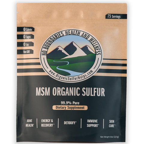 MSM Organic Sulfur Crystals by No Boundaries Health and Wellness - All-Natural, Premium Health Supplement: 99.9% Pure MSM - Benefits: Joint Pain, Allergies, Skin, Hair & Nail Health - No Fillers