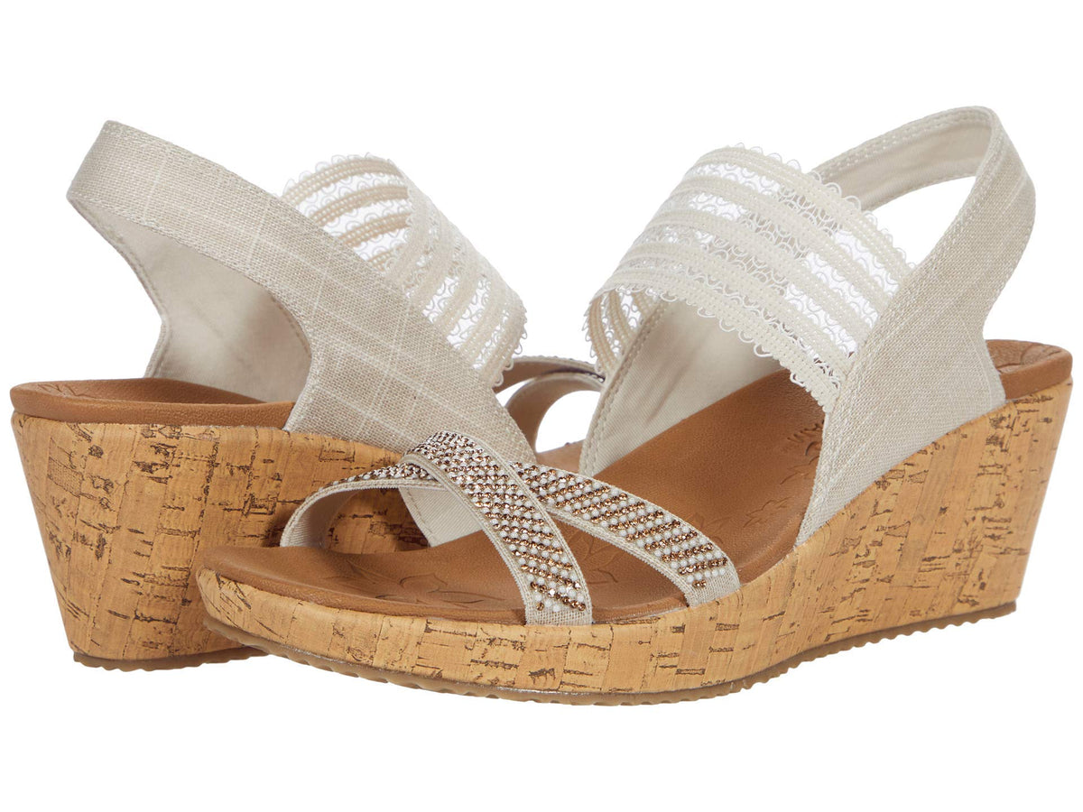 Skechers Cali Women's Women's Beverlee-Fancy SIPS Wedge Sandal, Natural, 10