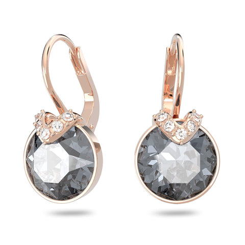 Swarovski Bella Drop Pierced Earrings, with Grey Crystals, Rose-Gold Tone Plated Setting and Clear Crystal PavÃ©, a Part of the Bella Collection