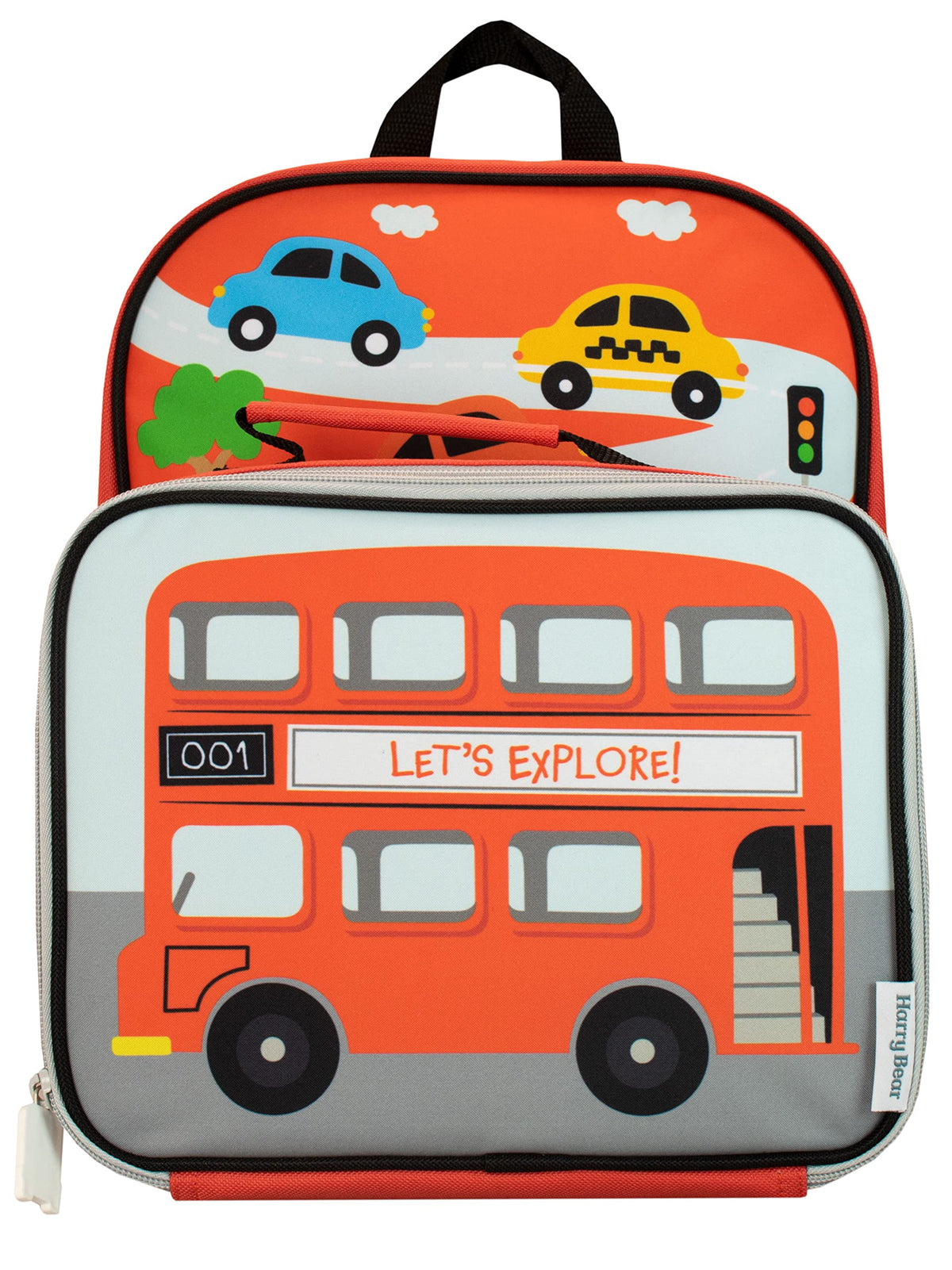 Harry Bear Kids Backpack and Lunchbag Set Red Transport