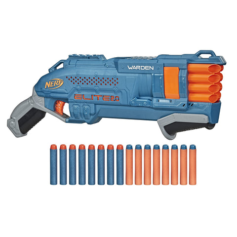 Nerf Elite 2.0 Warden DB-8 Blaster, 16 Official Nerf Darts, Blast 2 Darts at Once, Tactical Rail, Slam Fire