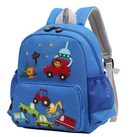 Willikiva Cute Zoo Little 3D Backpack Kids Backpack for Boys and Girls Toddler Backpack Waterproof Preschool Light Blue Car