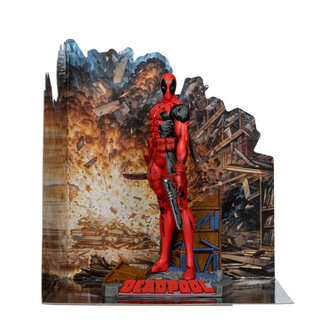 McFarlane Marvel Deadpool 1:10th Scale Posed Figure with Scene (The New Mutants #98) Toys